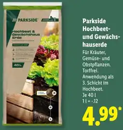 Lidl Parkside Hochbeet- und Gewächshauserde Angebot
