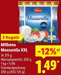 Lidl Milbona Mozzarella XXL Angebot