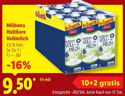 Lidl Milbona Haltbare Vollmilch Angebot