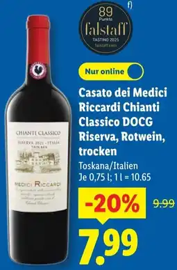 Lidl Casato dei Medici Riccardi Chianti Classico DOCG Riserva, Rotwein, trocken Angebot