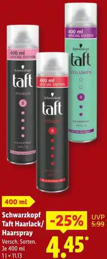 Lidl Schwarzkopf Taft Haarlack/ Haarspray Angebot