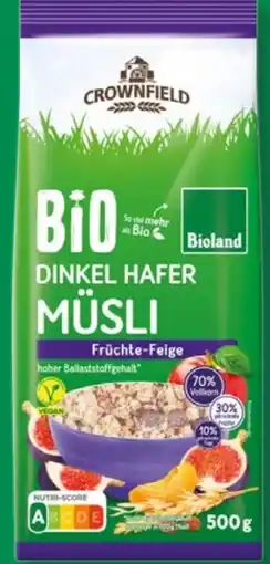 Lidl Crownfield Bio Dinkel Hafer Müsli Frücht Angebot