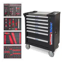 Netto Marken-Discount Weber mobiler Werkstattwagen bestückt 230-teilig – Werkzeugwagen mit Rollen Angebot