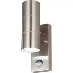 toom Baumarkt toom Außenwandleuchte 'Delhi' Edelstahl satiniert Ø 6 x 22 cm, mit Bewegungsmelder Angebot