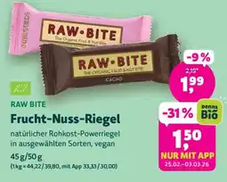 Biomarkt RAW BITE Frucht-Nuss-Riegel Angebot
