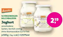 Biomarkt SCHROZBERGER MILCHBAUERN Joghurt Angebot