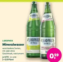 Biomarkt LANDPARK Mineralwasser Angebot
