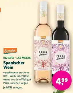 Biomarkt IRJIMPA - LAS MESAS Spanischer Wein Angebot