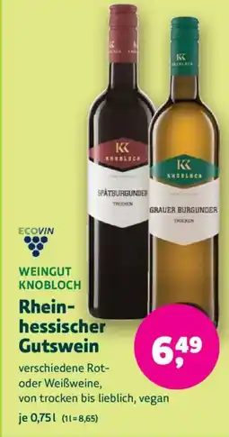 Biomarkt WEINGUT KNOBLOCH Rheinhessischer Gutswein Angebot