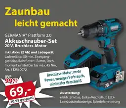 Sonderpreis Baumarkt GERMANIA Plattform 2.0 Akkuschrauber-Set 20 V, Brushless-Motor Angebot