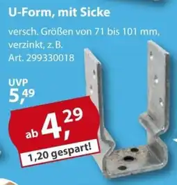 Sonderpreis Baumarkt Pfostenträger U-Form, mit Sicke Angebot