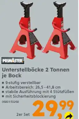 Globus Baumarkt PRIMASTER Unterstellböcke 2 Tonnen je Bock Angebot