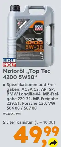 Globus Baumarkt LIQUI MOLY Motoröl ,,Top Tec 4200 5W30" Angebot