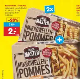 Netto Marken-Discount Snack Master Mikrowellen Pommes Angebot