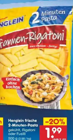 Netto Marken-Discount Henglein 2 Minuten Pasta Angebot