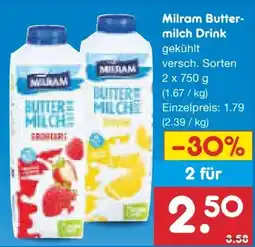 Netto Marken-Discount Milram Buttermilch-Drink Angebot