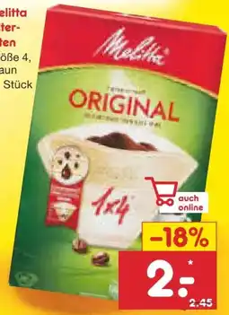Netto Marken-Discount Melitta Filtertüten 1x4 Angebot