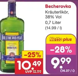 Netto Marken-Discount Jan Becher Becherovka Kräuterlikör Angebot