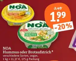 tegut Noa hummus oder brotaufstrich Angebot