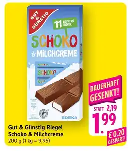 Edeka Gut & günstig riegel schoko & milchcreme Angebot