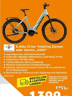 Globus Baumarkt Zündapp e-bike 27,5er trekking damen oder herren x850 Angebot