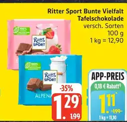 Edeka Ritter sport bunte vielfalt tafelschokolade Angebot