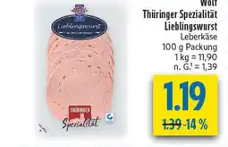 diska Wolf thüringer spezialität lieblingswurst leberkäse Angebot