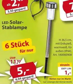 Sonderpreis Baumarkt LED-Solar- Stablampe Angebot
