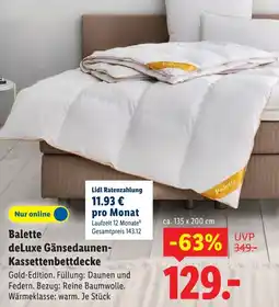 Lidl Balette deLuxe Gänsedaunen Kassettenbettdecke Angebot