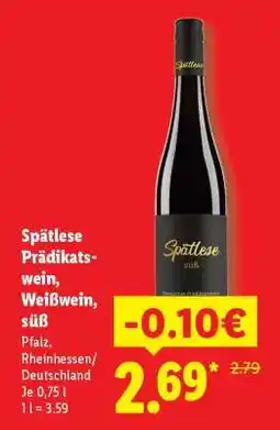 Lidl Spätlese Prädikatswein, Weißwein, süß Angebot