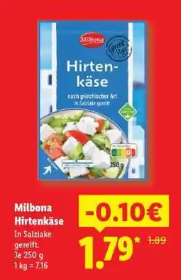 Lidl Milbona Hirtenkäse Angebot