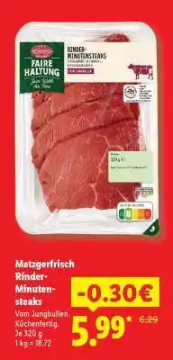 Lidl Metzgerfrisch Rinder- Minutensteaks Angebot