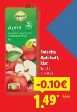 Lidl Solevita Apfelsaft klar Angebot