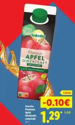 Lidl Solevita Premium Apfel Direktsaft, naturtrüb Angebot