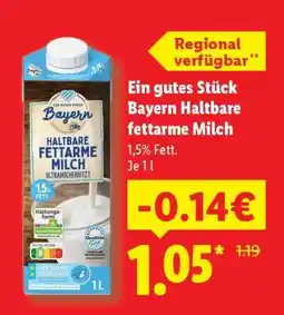Lidl Ein gutes Stück Bayern Haltbare fettarme Milch Angebot