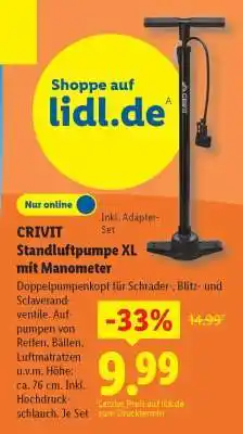 Lidl CRIVIT Standluftpumpe XL mit Manometer Angebot