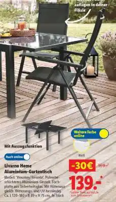 Lidl LIVARNO home Aluminium-Gartentisch Angebot