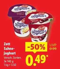 Lidl ZOTT Sahnejoghurt Angebot