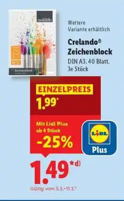 Lidl crelando Zeichenblock Angebot