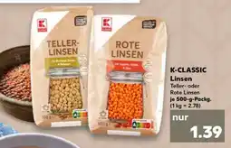 Kaufland K-CLASSIC Linsen Teller- oder Rote Linsen Angebot