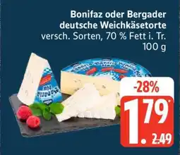 Edeka Bonifaz oder Bergader deutsche Weichkäsetorte Angebot