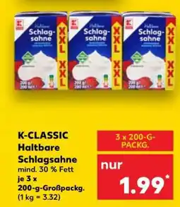 Kaufland K-CLASSIC Haltbare Schlagsahne Angebot