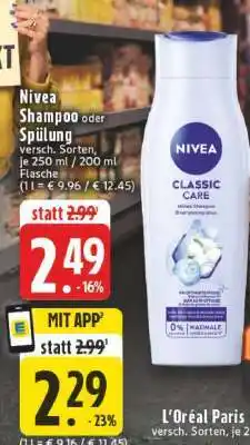 Edeka NIVEA Shampoo oder Spülung Angebot
