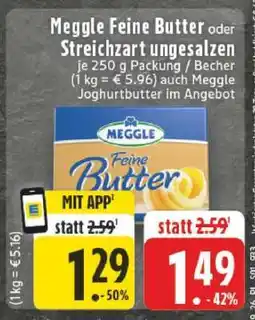 Edeka Meggle Feine Butter oder Streichzart ungesalzen Angebot