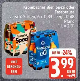 Edeka Krombacher Bier, Spezi oder Fassbrause Angebot