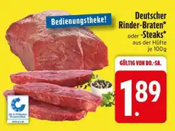 Edeka Deutscher Rinder-Braten oder -Steaks Angebot
