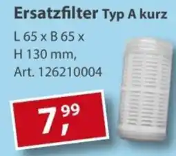 Sonderpreis Baumarkt Ersatzfilter Typ A kurz Angebot
