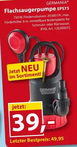Sonderpreis Baumarkt GERMANIA Flachsaugerpumpe EPS75 Angebot