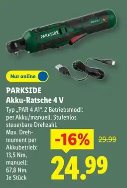 Lidl PARKSIDE Akku-Ratsche 4 V Angebot