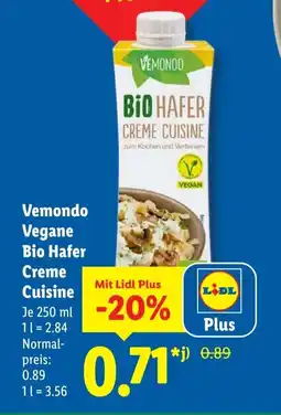 Lidl Vemondo Vegane Bio Hafer Creme Cuisine Angebot